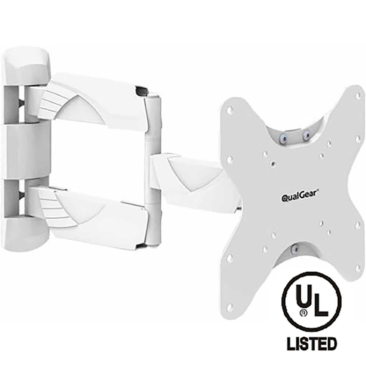 QualGear QG-TM-005-WHT full motion TV wall mount, white, front view