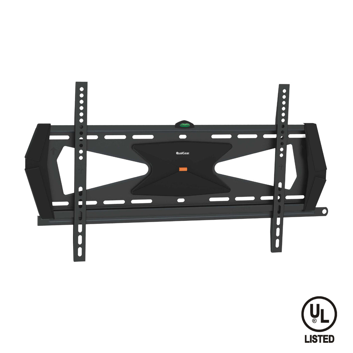QualGear QG-TM-030-BLK heavy duty fixed TV wall mount, UL Listed, black, front view