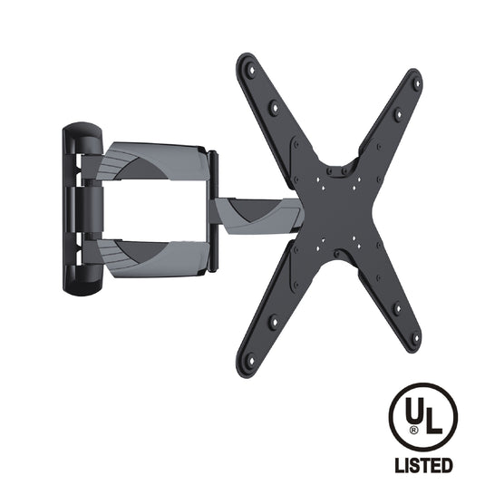 QualGear QG-TM-A-012 articulating TV wall mount, ultra slim, black, front view