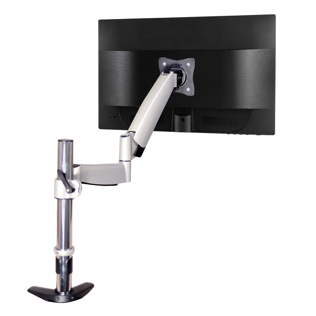 QualGear articulating monitor desk mount with spring arm 13-32 in silver.