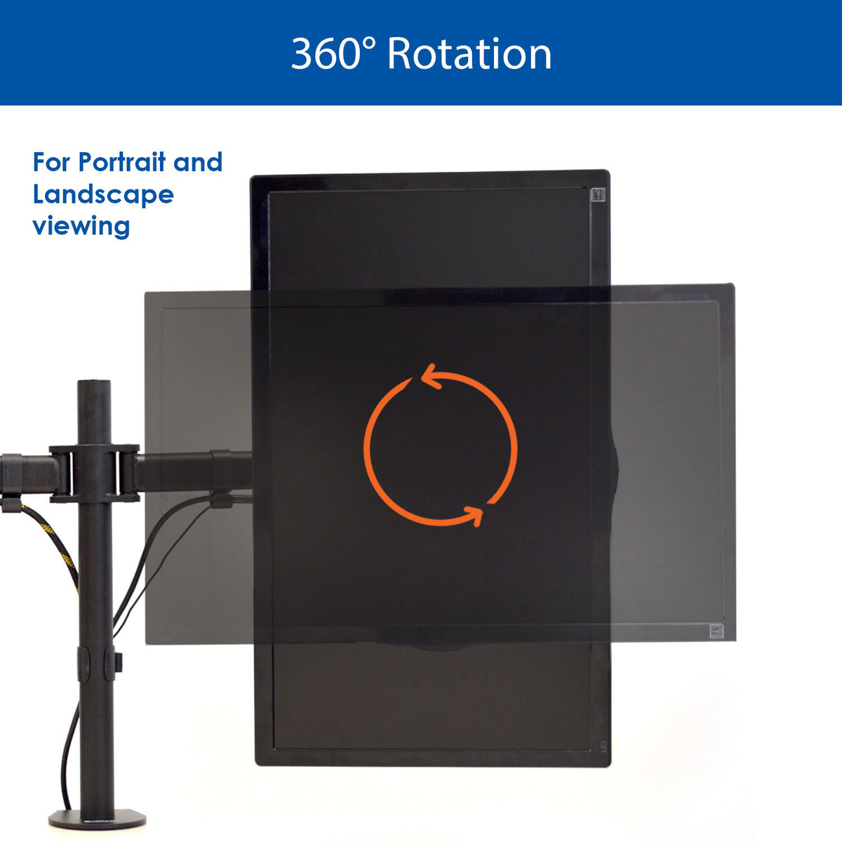 QualGear 3-Way Articulating Dual Monitor Desk Mount Rotation