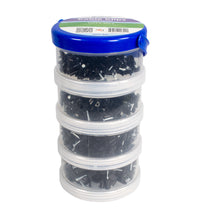 QualGear 400-pack canister of black nail-in cable clips in four sizes: 4, 6, 8, and 10 mm