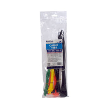 QualGear 200-pack retail bag of self-locking cable ties in three sizes and five colors
