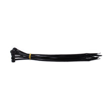 Bundle of black QualGear self-locking cable ties from the canister assortment