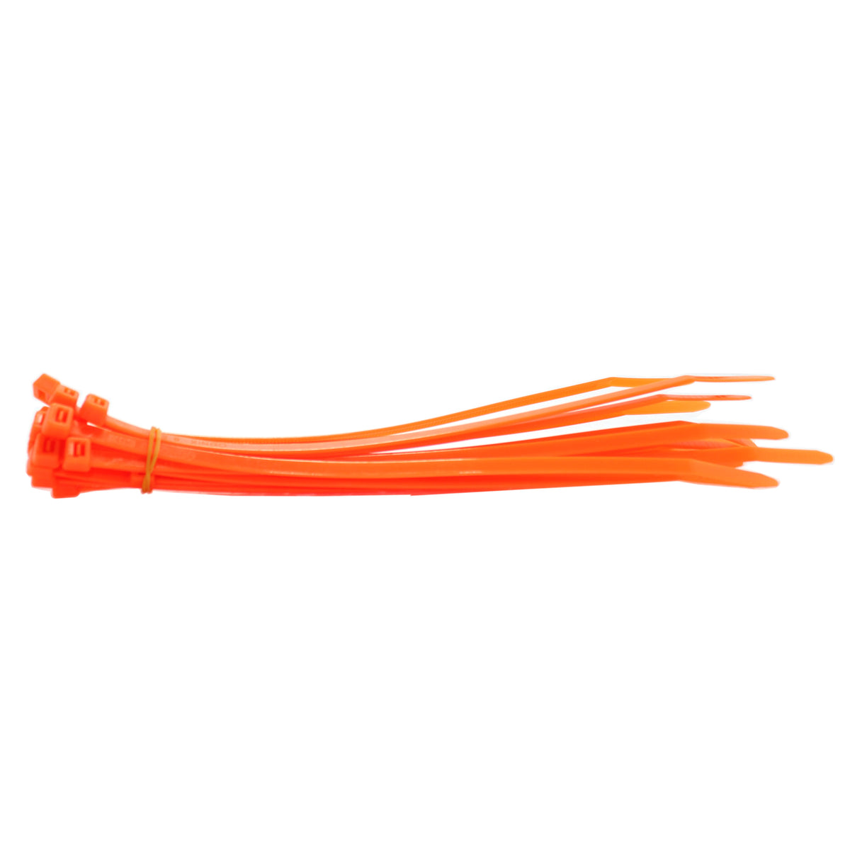 Short orange QualGear cable ties from the canister pack, heads gathered