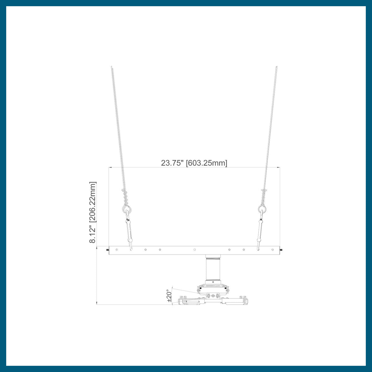 QualGear drop ceiling projector mount kit 2'x2', white.