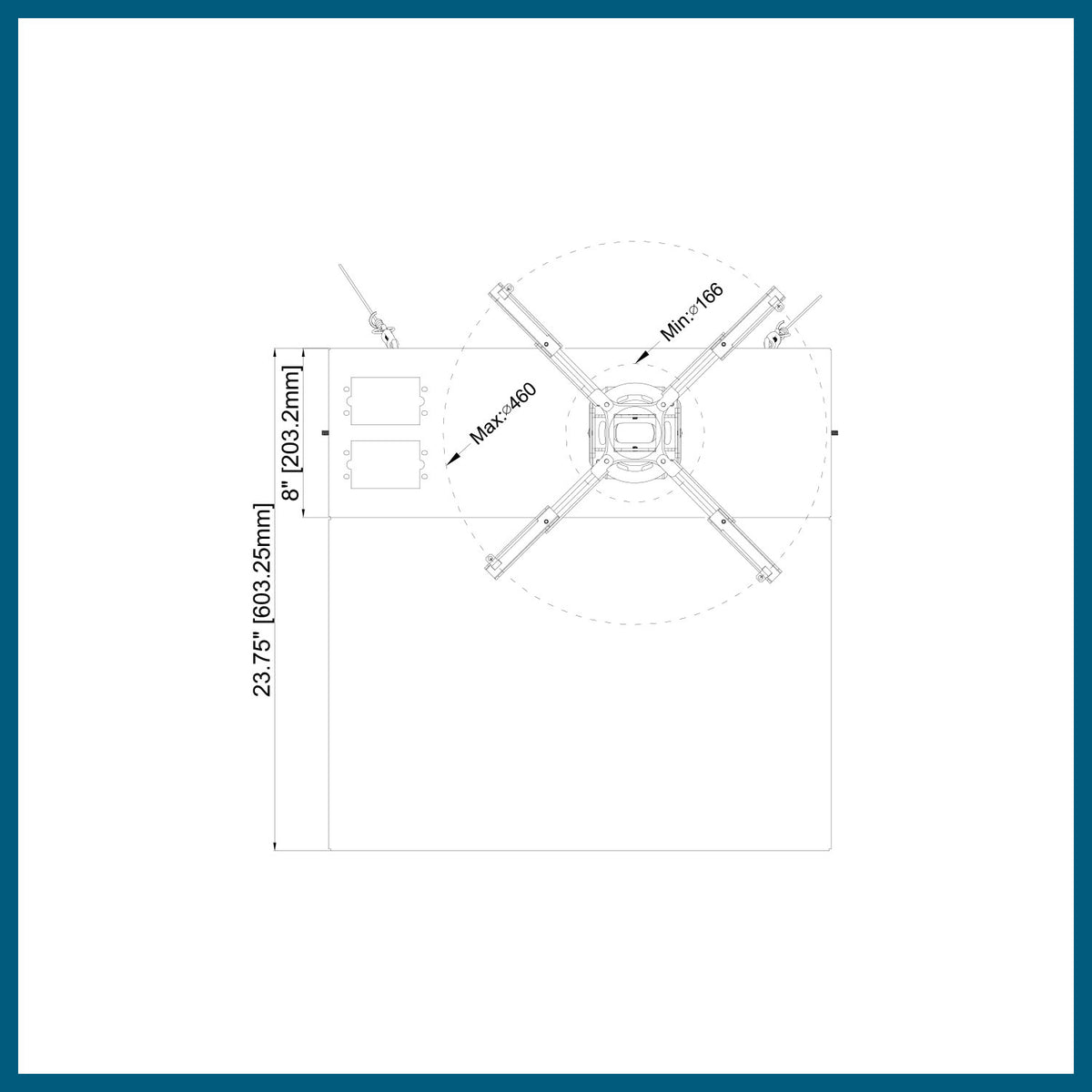 QualGear drop ceiling projector mount kit 2'x2', white.