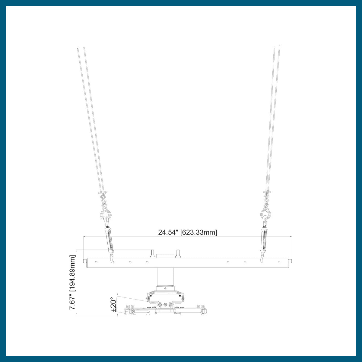 QualGear drop ceiling projector mount kit 6"x2', white.