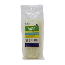 QualGear retail bag of 100 white 8 in nylon self-locking cable ties