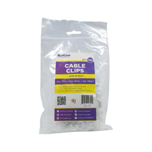 QualGear 10 mm cable clips in the labeled 100-pack poly bag, white