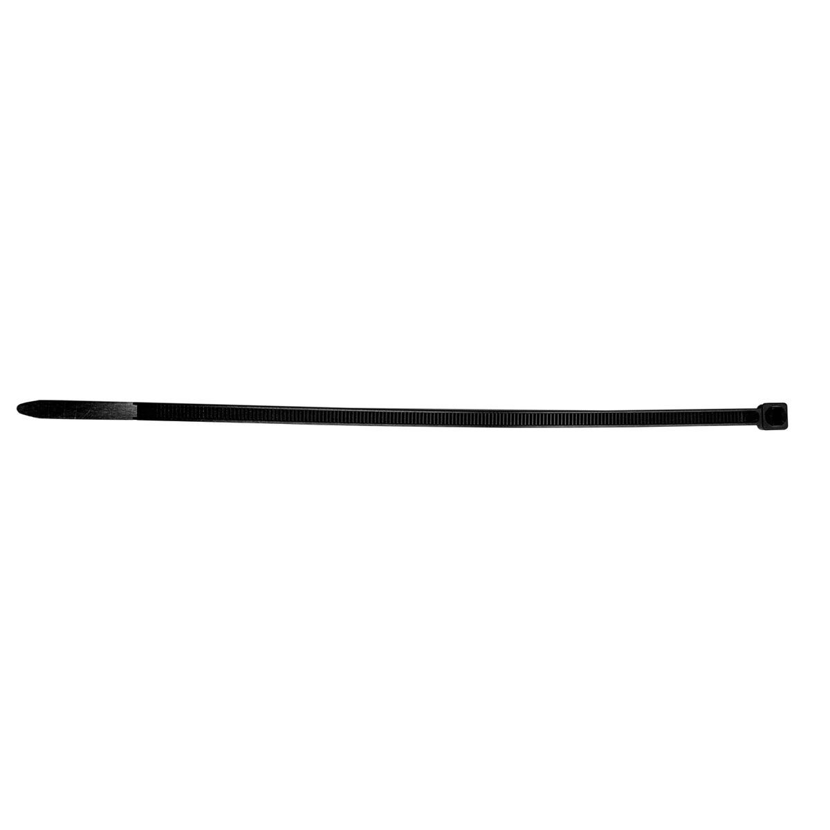 Black QualGear 4 in self-locking cable tie laid flat full length