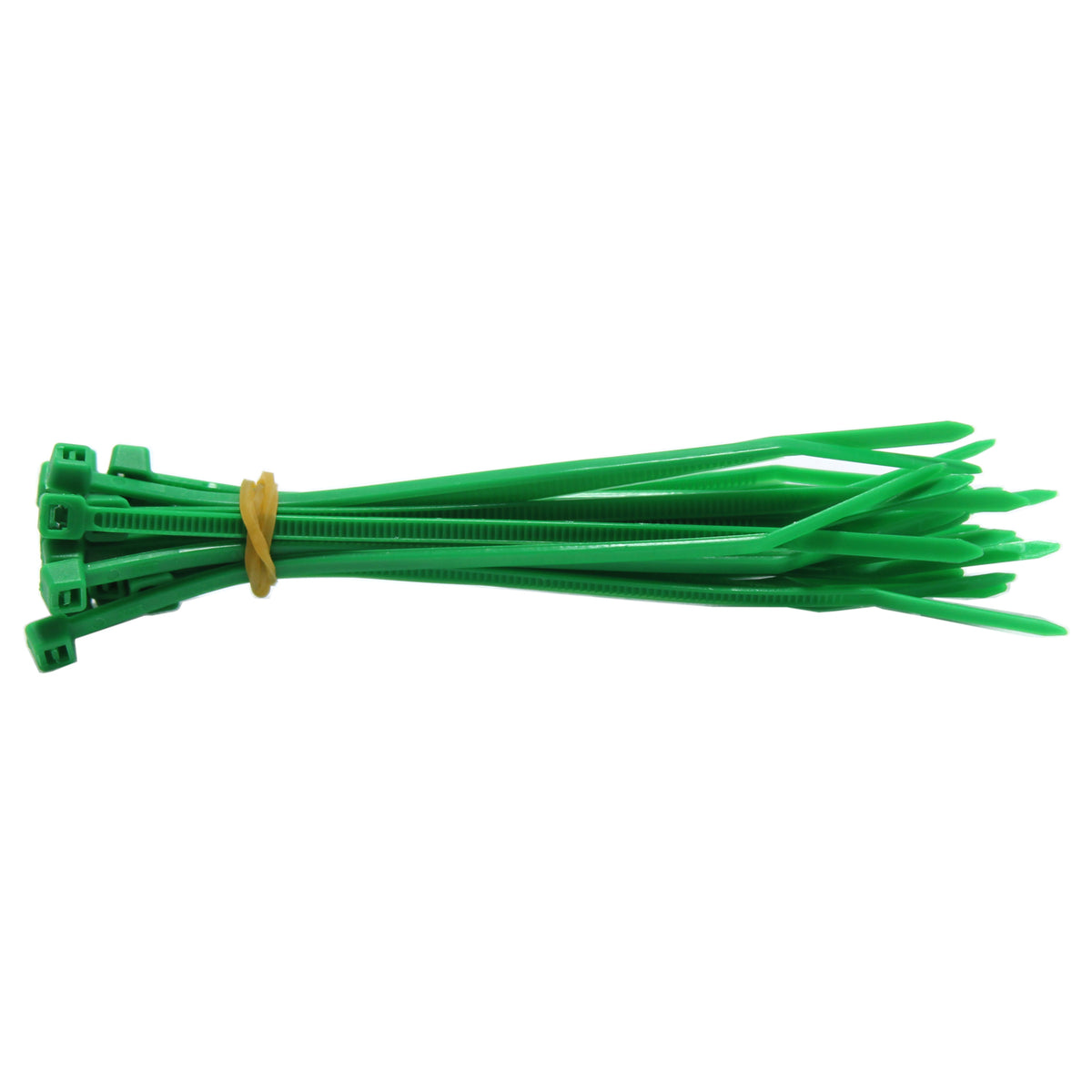 Bundle of green 4 in QualGear self-locking cable ties from the 200-pack assortment