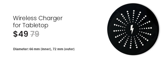 QualGear wireless charger for smart standing desk tabletops.