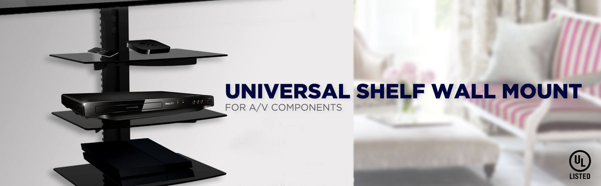 QualGear triple shelf wall mount 17.6 lb / 8 kg per shelf black.